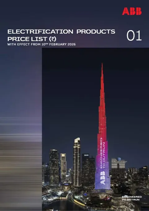Cover of the ABB electrification products price list, 10 February 2026 edition