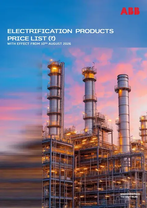 Cover of the ABB electrification products price list, 10 August 2026 edition