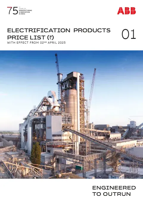 Cover of the ABB electrification products price list, 2 April 2025 edition