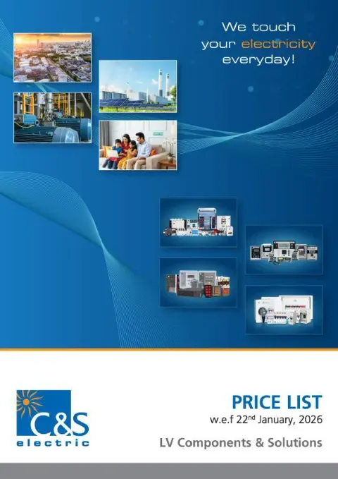 Cover of the C&S Electric LV components & solutions price list, 22 January 2026 edition