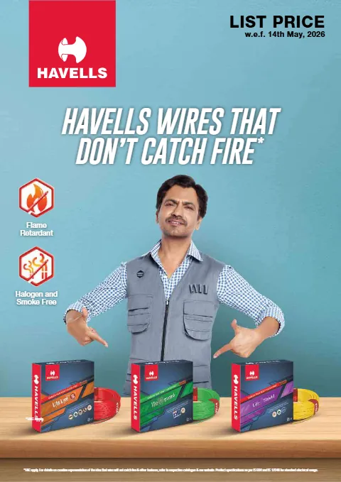Cover of the Havells consumer cables price list, 14 May 2026 edition