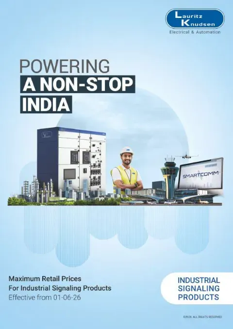 Cover of the Lauritz Knudsen industrial signalling products price list, 1 June 2026 edition