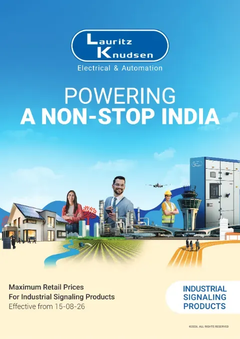 Cover of the Lauritz Knudsen industrial signalling products price list, 15 August 2026 edition