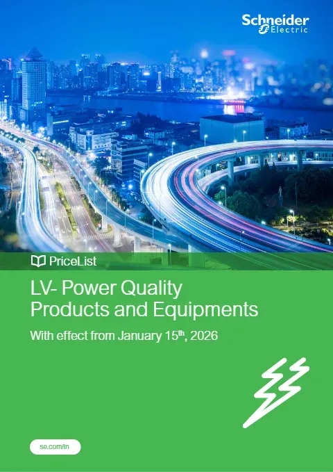 Cover of the Schneider Electric LV power quality products price list, 15 January 2026 edition
