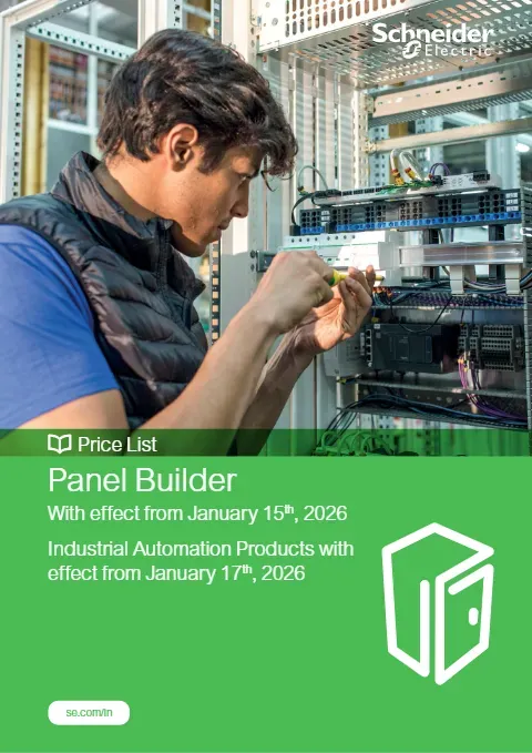 Cover of the Schneider Electric panel builder price list, 15 January 2026 edition
