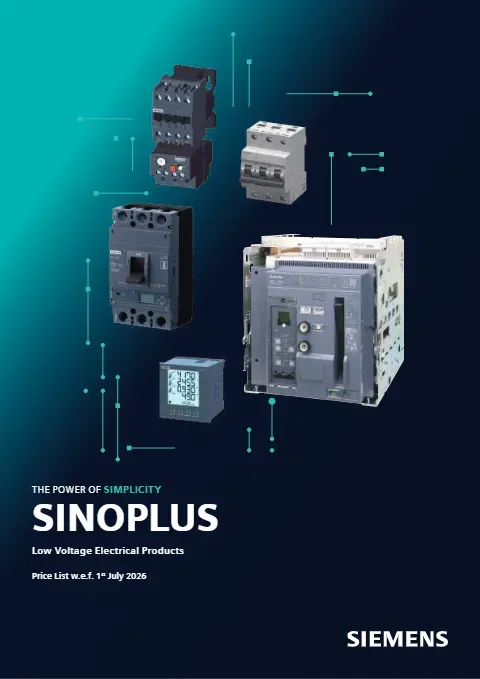 Cover of the Siemens SINOPLUS price list, 1 July 2026 edition