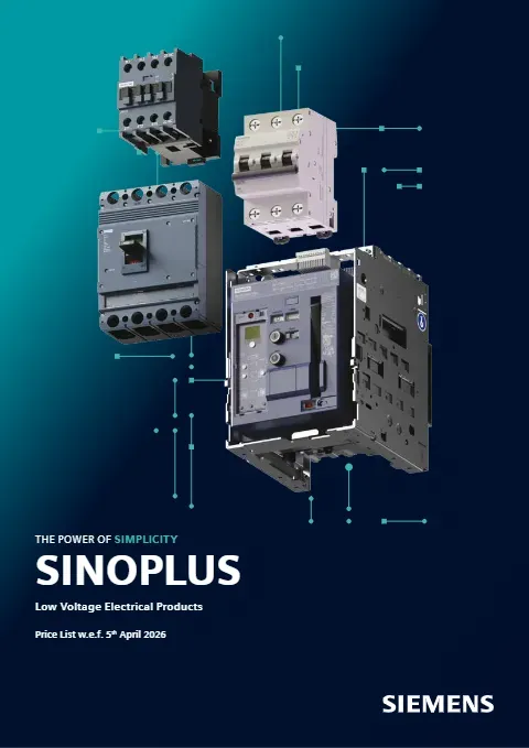 Cover of the Siemens SINOPLUS price list, 5 April 2026 edition