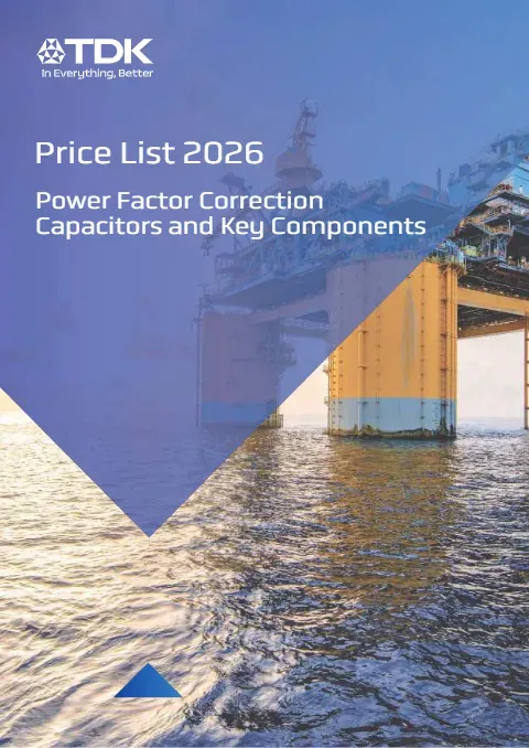 Cover of the TDK EPCOS power factor correction price list, 2026 edition